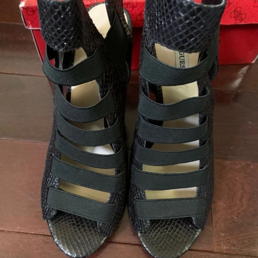 Guess leather snake heels